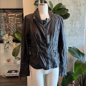 Blank NYC Charcoal Black Leather Jacket for Women